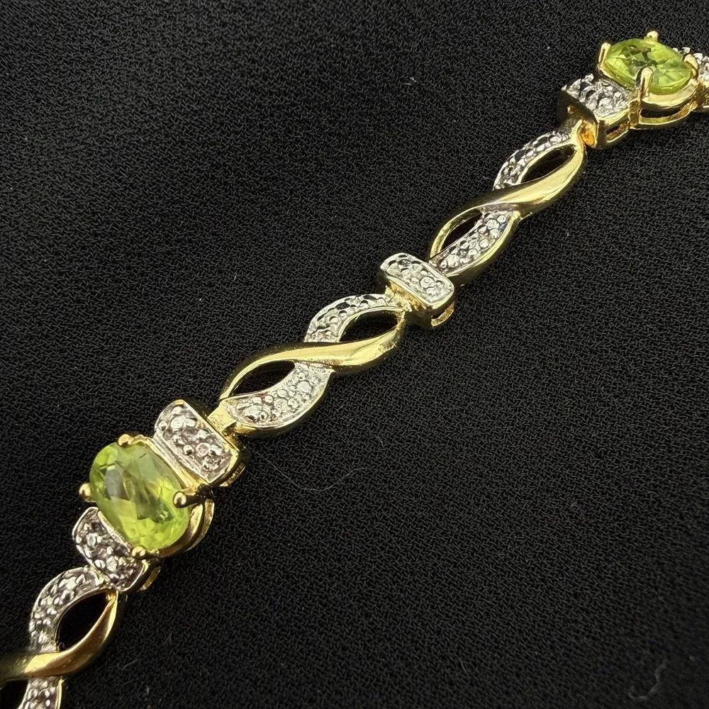 Vintage Ross Simons‎ Peridot 925 Sterling Silver Tennis Bracelet Sz 7